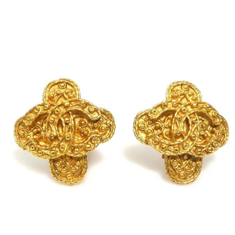 CHANEL Gold Logo Earrings
